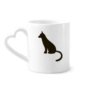 Dıythinker 340 ml Kalp Saplı Siyah Kedi Sevimli Hayvan Portrayal Kahve Kupaları Seramik Kupa