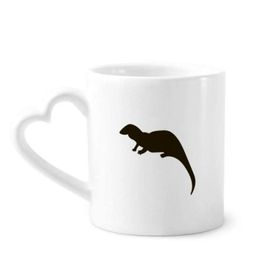 Dıythinker 340 ml Kalp Saplı Siyah Seaotter Hayvan Portrayal Kahve Kupaları Çömlekçilik Seramik Kupa