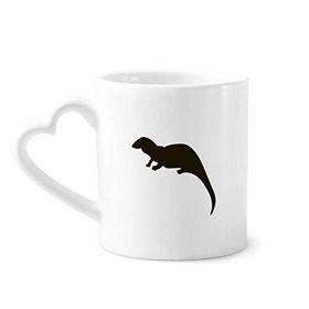 Dıythinker 340 ml Kalp Saplı Siyah Seaotter Hayvan Portrayal Kahve Kupaları Çömlekçilik Seramik Kupa