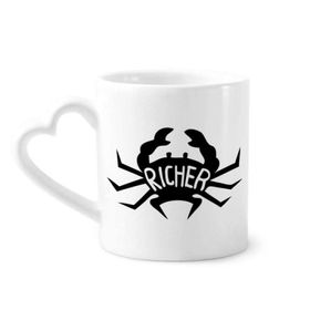 Dıythinker 340 ml Kalp Saplı Siyah Yengeç Hayvan Silüeti Doğal Kahve Kupaları Seramik Kupa
