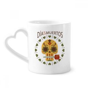 Dıythinker 340 ml Kalp Saplı Skull Rose The Day Of The Dead Meksika Kahve Kupaları Çömlekçilik Seramik Kupa