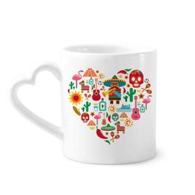 Dıythinker 340 ml Kalp Saplı Sombrero Suger Kafatası Meksika Meksika Flamingo Kahve Kupaları Seramik Kupa