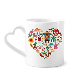 Dıythinker 340 ml Kalp Saplı Sombrero Suger Kafatası Meksika Meksika Flamingo Kahve Kupaları Seramik Kupa