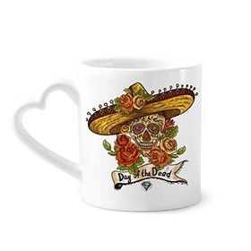 Dıythinker 340 ml Kalp Saplı Sombrero Suger Skull Meksika Ölüler Günü Kahve Kupaları Seramik Kupa