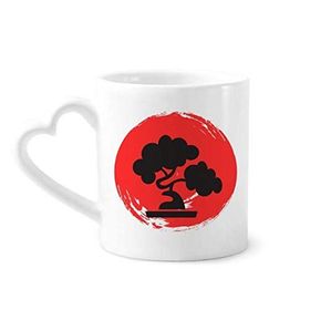 Dıythinker 340 ml Kalp Saplı Soyut Fırça Japonya Desenli Kahve Kupaları Seramik Kupa