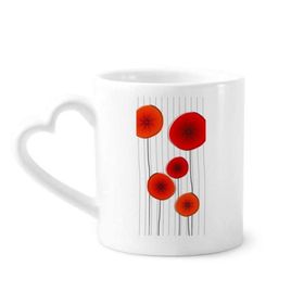 Dıythinker 340 ml Kalp Saplı Soyut Kırmızı Daire Çiçekler Sanat Boyama Kahve Kupaları Seramik Kupa