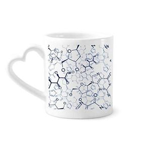 Dıythinker 340 ml Kalp Saplı Soyut Mavi Kimyasal Moleküler Yapılı Kahve Kupaları Seramik Kupa