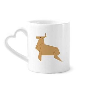 Dıythinker 340 ml Kalp Saplı Soyut Noel Geyiği Origami Desenli Kahve Kupaları Seramik Kupa