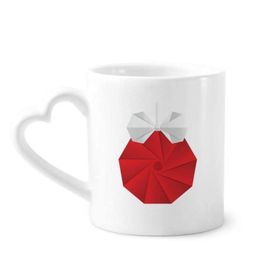 Dıythinker 340 ml Kalp Saplı Soyut Noel Origami Dekorasyon Desenli Kahve Kupaları Seramik Kupa