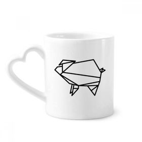 Dıythinker 340 ml Kalp Saplı Soyut Origami Domuz Geometrik Şekilli Kahve Kupaları Seramik Kupa