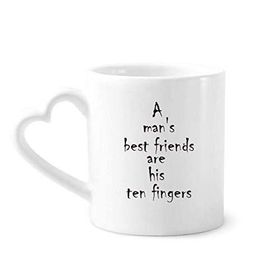 Dıythinker 340 ml Kalp Saplı Sözü A Man's Best Friends Are His Ten Fingers Kahve Kupaları Seramik Kupa
