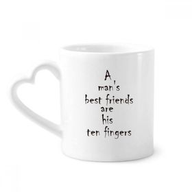 Dıythinker 340 ml Kalp Saplı Sözü A Man's Best Friends Are His Ten Fingers Kahve Kupaları Seramik Kupa