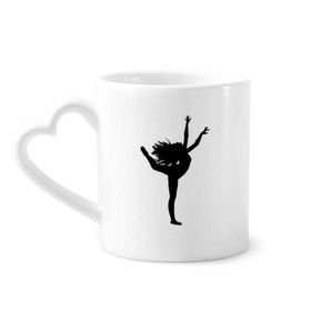 Dıythinker 340 ml Kalp Saplı Spor Dans Dansçı Performans Sanatı Kahve Kupaları Seramik Kupa