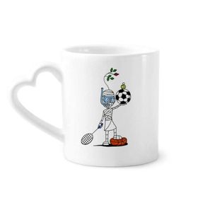 Dıythinker 340 ml Kalp Saplı Spor Mumya Horus Futbol Topları Kahve Kupaları Seramik Kupa