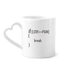 Dıythinker 340 ml Kalp Saplı Statement If Love Equals To Pain Kahve Kupaları Seramik Kupa
