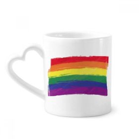 Dıythinker 340 ml Kalp Saplı Stipppling Gökkuşağı Eşcinsel Lgbt Kahve Kupaları Seramik Kupa