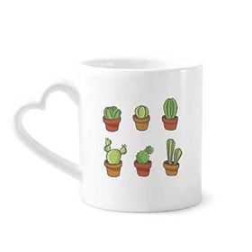 Dıythinker 340 ml Kalp Saplı Succulents Kaktüs Saksısı Bitki İllüstrasyon Desen Kahve Kupaları Seramik Kupa