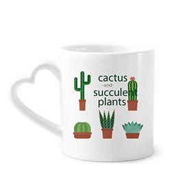 Dıythinker 340 ml Kalp Saplı Succulents Saksı Bitki Kaktüs İllüstrasyonu Kahve Kupaları Seramik Kupa