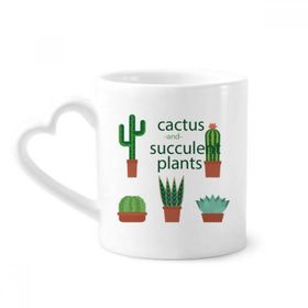 Dıythinker 340 ml Kalp Saplı Succulents Saksı Bitki Kaktüs İllüstrasyonu Kahve Kupaları Seramik Kupa