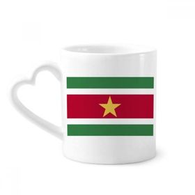 Dıythinker 340 ml Kalp Saplı Surinam Ulusal Bayrağı Güney Amerika Ülke Kahve Kupaları Seramik Kupa