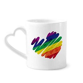 Dıythinker 340 ml Kalp Saplı Tablo Kalp Lgbt Gökkuşağı Kahve Kupaları Seramik Kupa