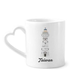 Dıythinker 340 ml Kalp Saplı Taiwan Seyahat Eluanbi Deniz Feneri Çin Kahve Kupaları Seramik Kupa