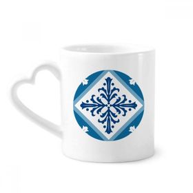 Dıythinker 340 ml Kalp Saplı Talavera Dekoratif Çiçek İlustrasyon Kahve Kupaları Seramik Kupa