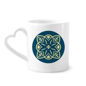 Dıythinker 340 ml Kalp Saplı Talavera Tarzı Dekoratif Mavi Desenli Kahve Kupaları Seramik Kupa