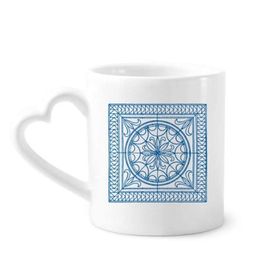 Dıythinker 340 ml Kalp Saplı Talavera Tarzı Dekoratif Mavi Desenli Kahve Kupaları Seramik Kupa