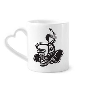 Dıythinker 340 ml Kalp Saplı Tambourine Silüeti Meksika Meksika Kahve Kupaları Seramik Kupa