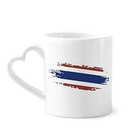 Dıythinker 340 ml Kalp Saplı Tay Bangkok Tayland Bayrağı Sanat İllüstrasyon Kahve Kupaları Seramik Kupa