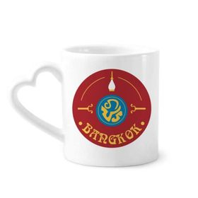Dıythinker 340 ml Kalp Saplı Tayland Kültürü Özel Karakter Kalkanı Kahve Kupaları Seramik Kupa