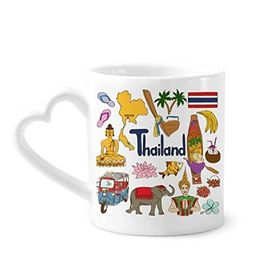 Dıythinker 340 ml Kalp Saplı Tayland Landscap Hayvanlar Ulusal Bayrak Kahve Kupaları Seramik Kupa