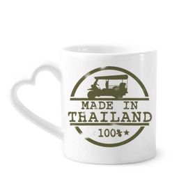 Dıythinker 340 ml Kalp Saplı Tayland Tayland'da Yapmak Traktör İllüstrasyonu Kahve Kupaları Seramik Kupa