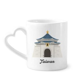 Dıythinker 340 ml Kalp Saplı Tayvan Seyahat Chiang Kai Shek Anma Salonu Kahve Kupaları Seramik Kupa