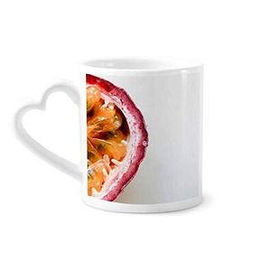 Dıythinker 340 ml Kalp Saplı Taze Tutku Tropik Meyve Resimli Kahve Kupaları Seramik Kupa