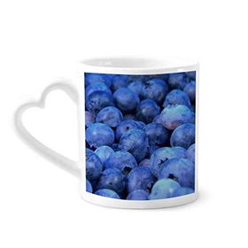 Dıythinker 340 ml Kalp Saplı Taze Yaban Mersini Tropikal Meyve Resimli Kahve Kupaları Seramik Kupa