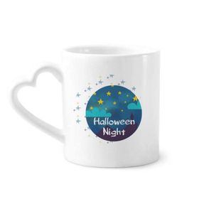 Dıythinker 340 ml Kalp Saplı The Sky Of Halloween Gece Kahve Kupaları Çömlekçilik Seramik Kupa