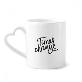 Dıythinker 340 ml Kalp Saplı Times Change Alıntı Kahve Kupaları Seramik Kupa