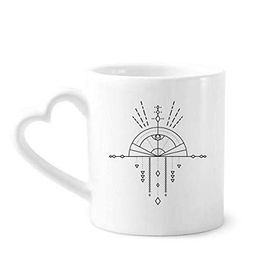 Dıythinker 340 ml Kalp Saplı Totem Desenli Geometri Fan Uzaylı Kahve Kupaları Seramik Kupa