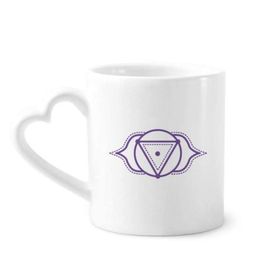 Dıythinker 340 ml Kalp Saplı Totem Desenli Üçgen Çiçek Kahve Kupaları Seramik Kupa