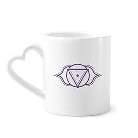 Dıythinker 340 ml Kalp Saplı Totem Desenli Üçgen Çiçek Kahve Kupaları Seramik Kupa
