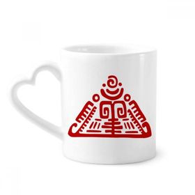 Dıythinker 340 ml Kalp Saplı Totems Meksika Piramit Antik Medeniyetçi Kahve Kupaları Seramik Kupa