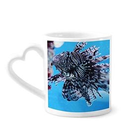 Dıythinker 340 ml Kalp Saplı Trapik Balık Deniz Organizma Okyanus Hayvan Kahve Kupaları Seramik Kupa