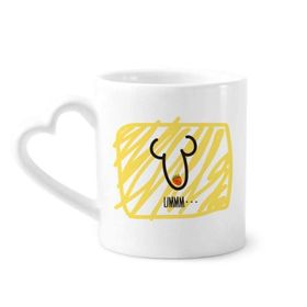 Dıythinker 340 ml Kalp Saplı Ummm Çilek Kırmızı Komik Çizim Kahve Kupaları Seramik Kupa