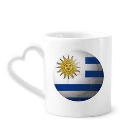 Dıythinker 340 ml Kalp Saplı Uruguay Ulusal Bayrağı Futbol Futbol Kahve Kupaları Seramik Kupa