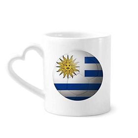 Dıythinker 340 ml Kalp Saplı Uruguay Ulusal Bayrağı Futbol Futbol Kahve Kupaları Seramik Kupa