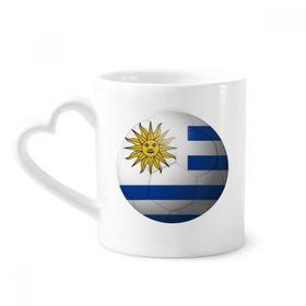 Dıythinker 340 ml Kalp Saplı Uruguay Ulusal Bayrağı Futbol Futbol Kahve Kupaları Seramik Kupa