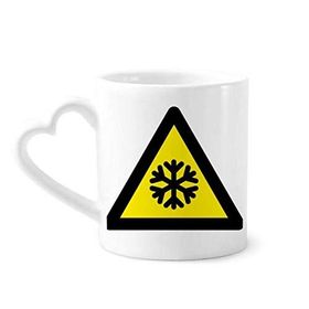 Dıythinker 340 ml Kalp Saplı Uyarı Sembolü Sarı Siyah Kar Yolu Icing Üçgen Kahve Kupaları Seramik Kupa
