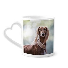Dıythinker 340 ml Kalp Saplı Uzun Boyunlu Köpek Evcil Hayvan Resim Kahve Kupaları Seramik Kupa